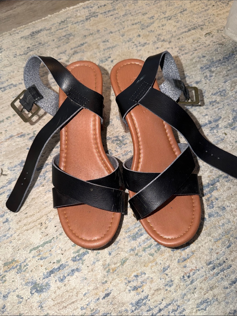 Women’s Black Crisscross Ankle Strap Sandals